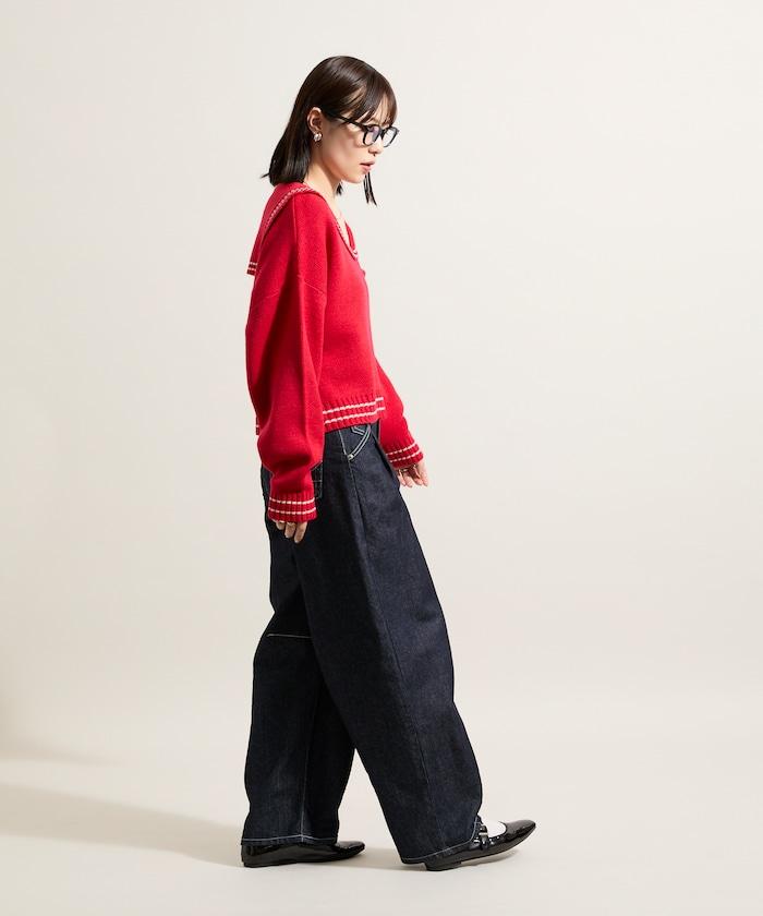 羊毛混紡水手領針織衫