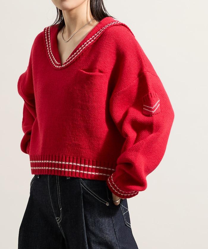 羊毛混紡水手領針織衫