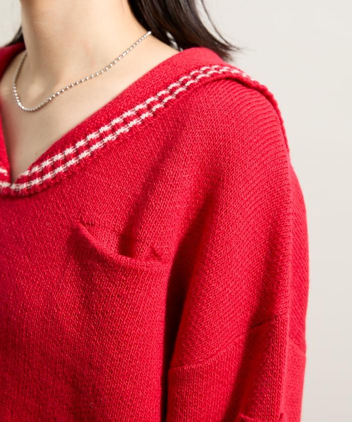 羊毛混紡水手領針織衫