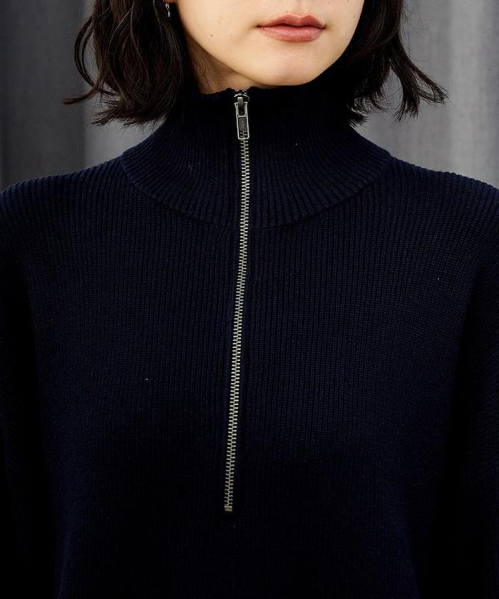 可機洗含絲橫紋半拉鍊針織衫 可搭配套裝