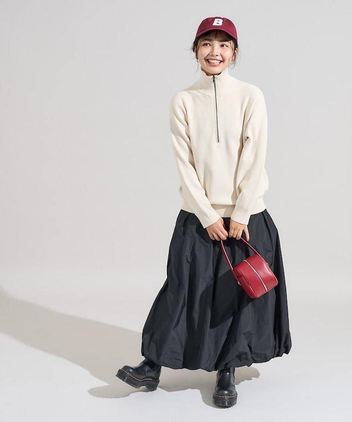 可機洗含絲橫紋半拉鍊針織衫 可搭配套裝