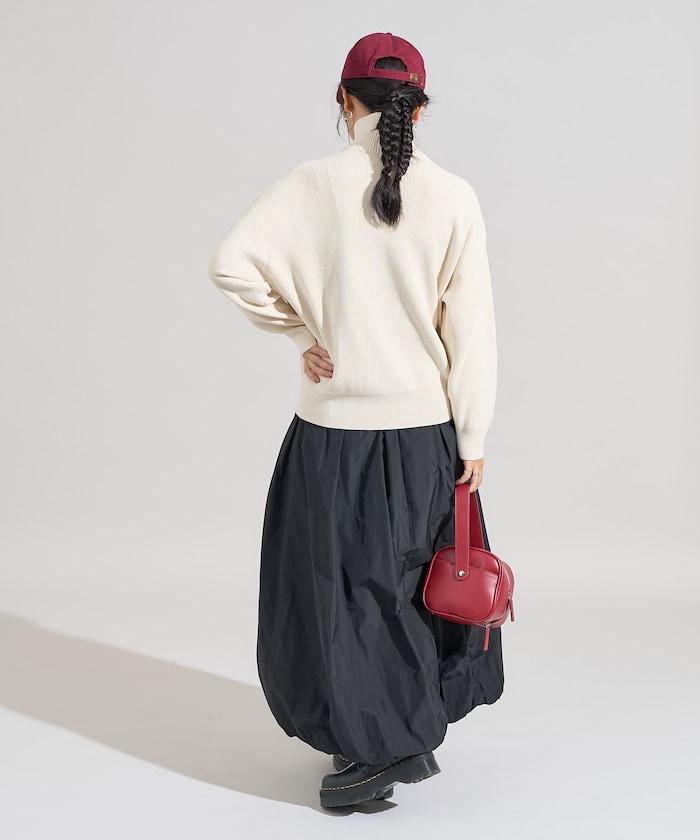 可機洗含絲橫紋半拉鍊針織衫 可搭配套裝