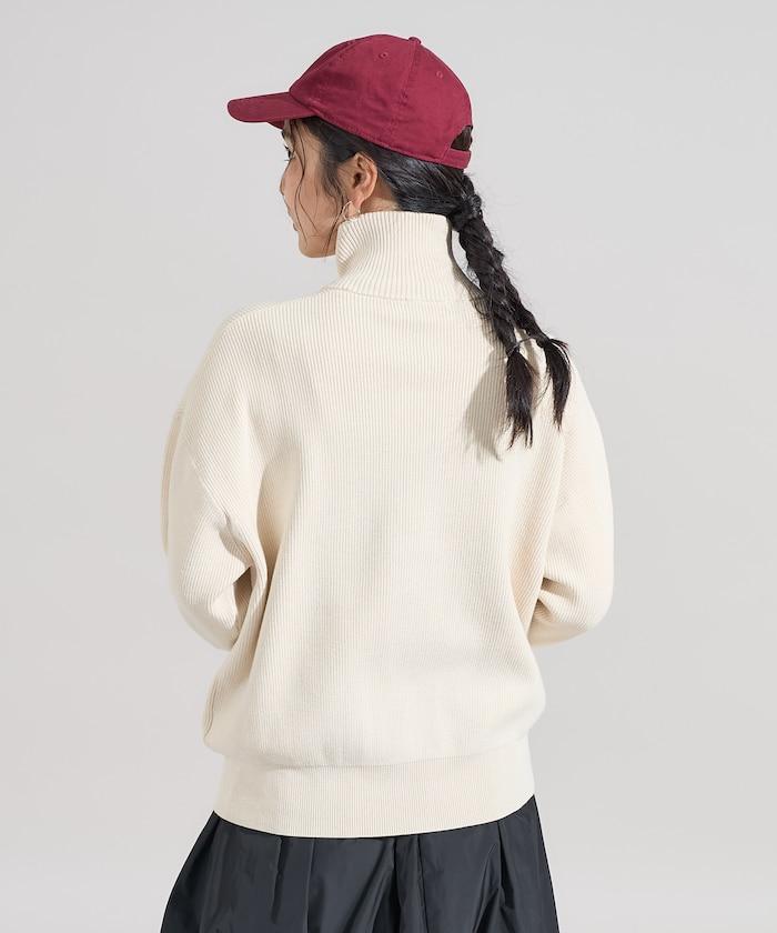 可機洗含絲橫紋半拉鍊針織衫 可搭配套裝