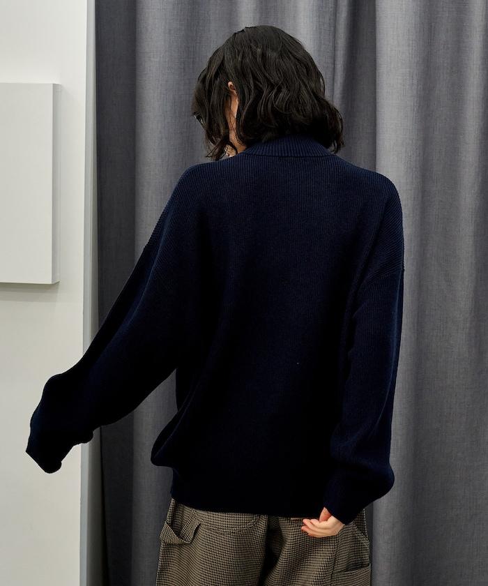 可機洗含絲橫紋半拉鍊針織衫 可搭配套裝