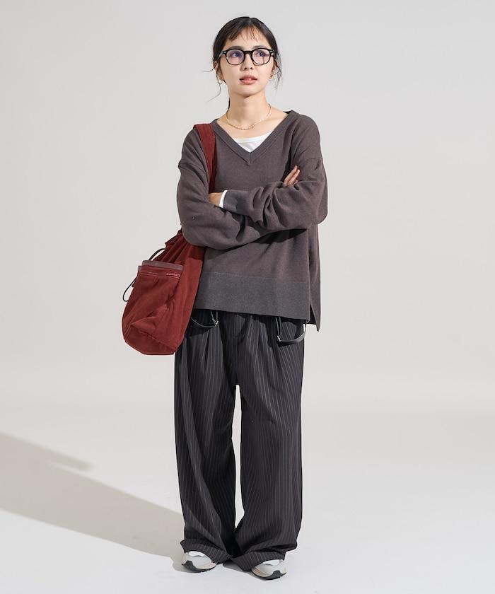 可機洗含絲V領針織套頭衫 可搭配套裝