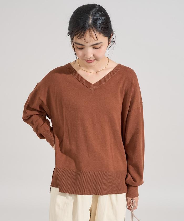 可機洗含絲V領針織套頭衫 可搭配套裝