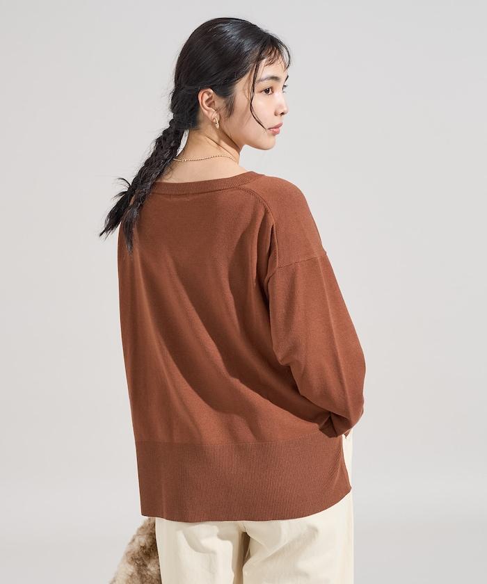 可機洗含絲V領針織套頭衫 可搭配套裝