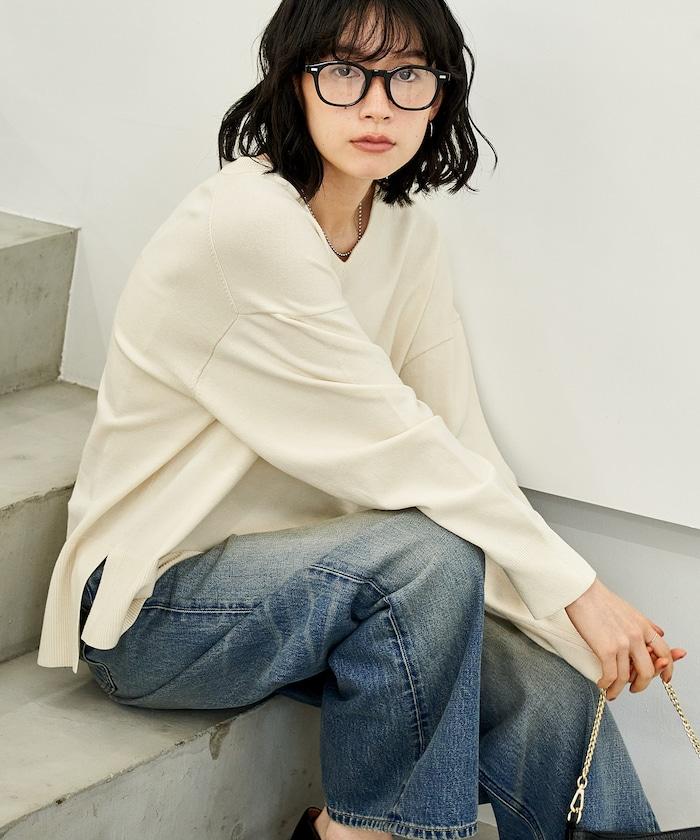 可機洗含絲V領針織套頭衫 可搭配套裝