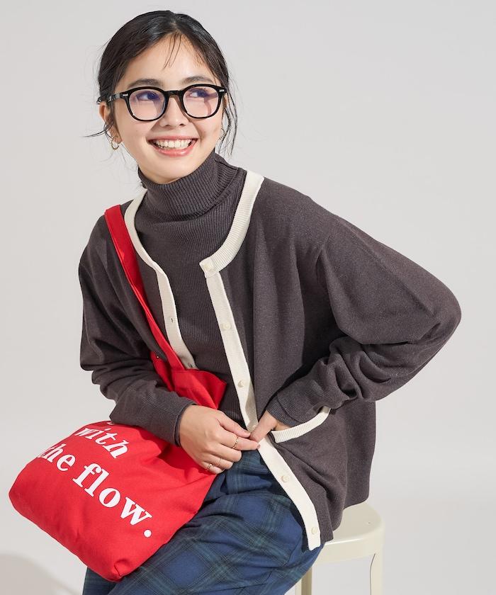 可機洗 含絲拼色針織開衫