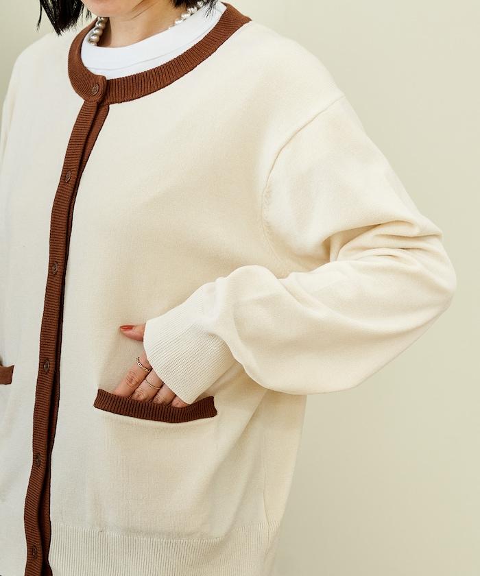 可機洗 含絲拼色針織開衫