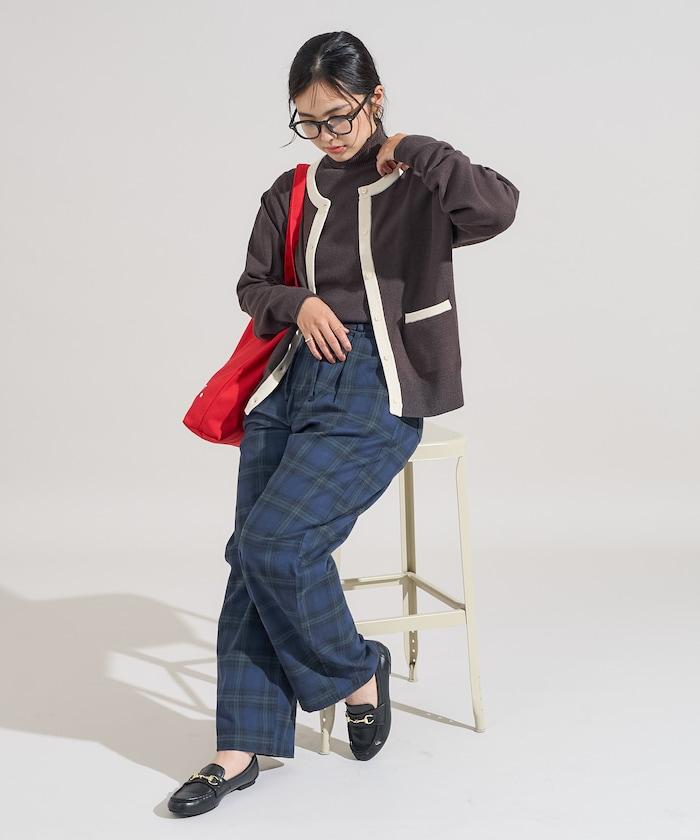 可機洗 含絲拼色針織開衫