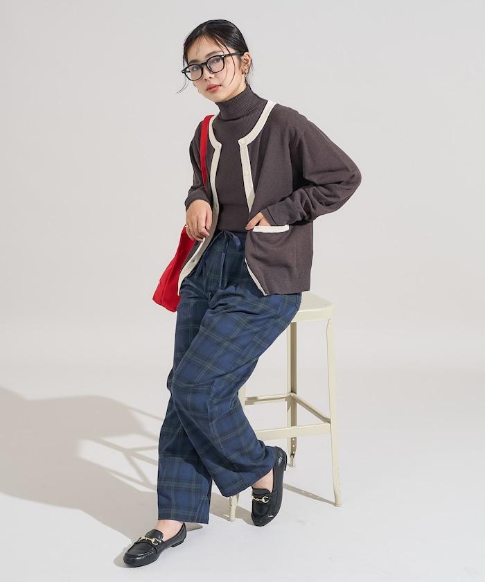 可機洗 含絲拼色針織開衫