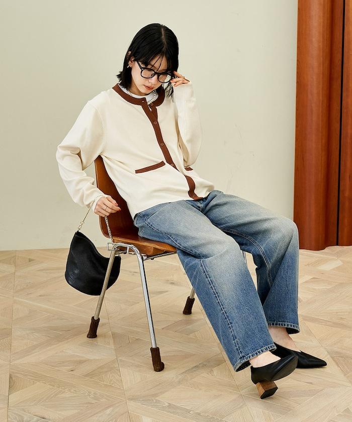 可機洗 含絲拼色針織開衫