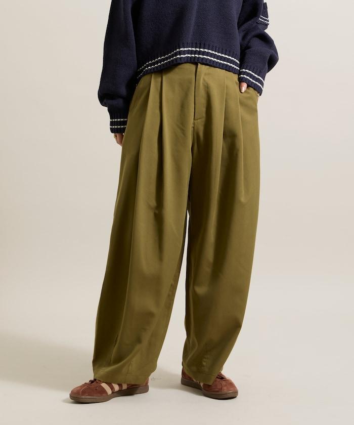 皇冠褲/雙褶桶形褲