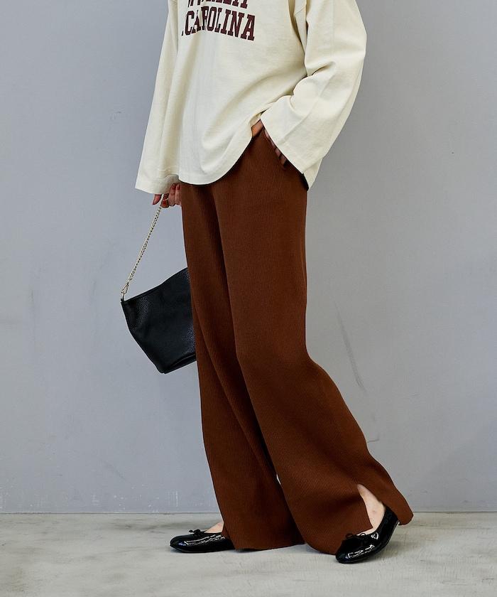 可機洗含絲羅紋針織褲 可搭配套裝