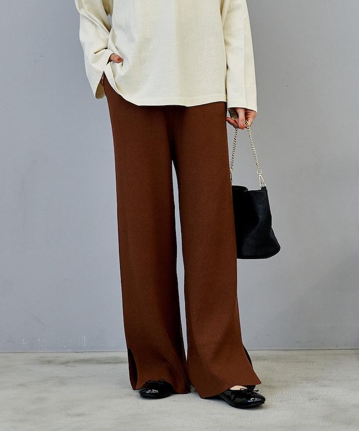 可機洗含絲羅紋針織褲 可搭配套裝