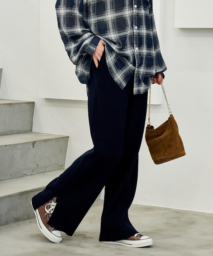 可機洗含絲羅紋針織褲 可搭配套裝