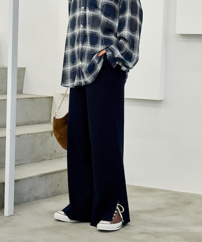 可機洗含絲羅紋針織褲 可搭配套裝