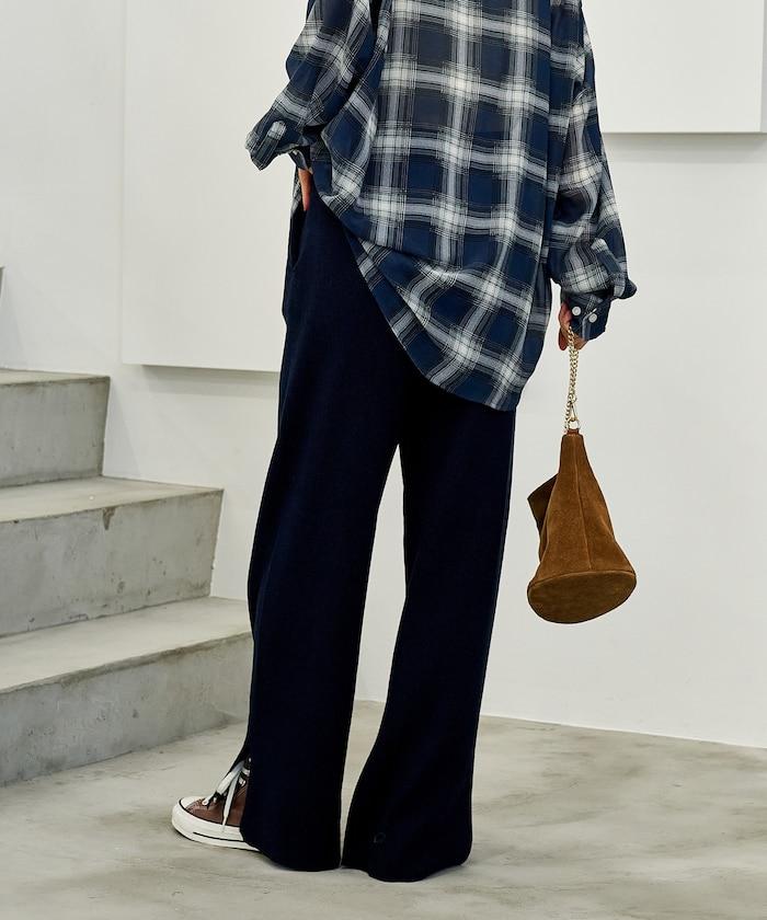 可機洗含絲羅紋針織褲 可搭配套裝