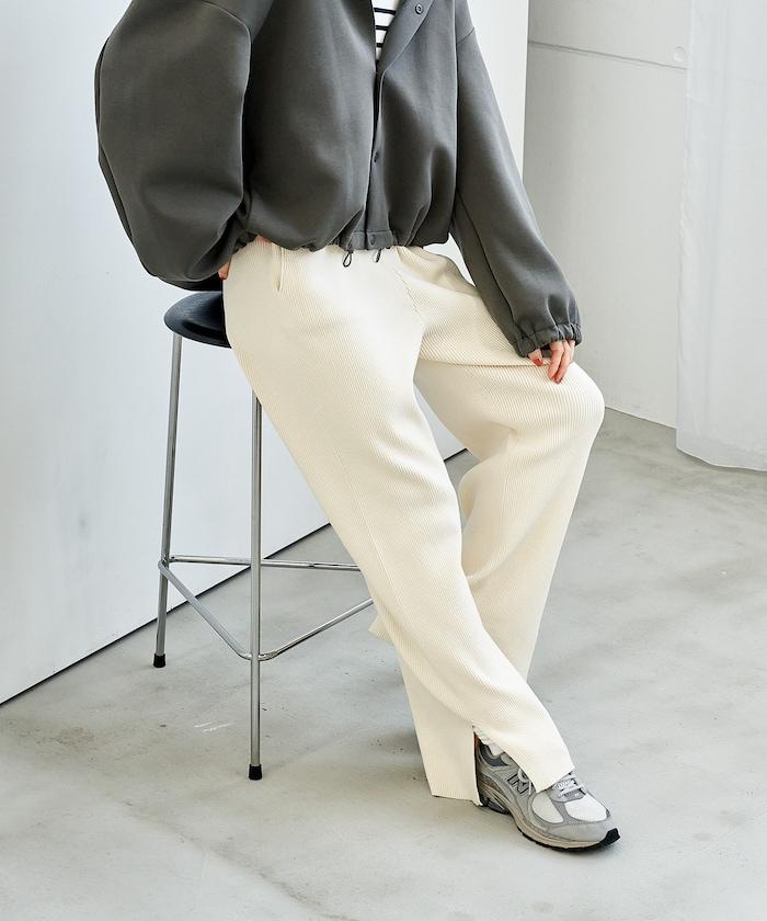 可機洗含絲羅紋針織褲 可搭配套裝