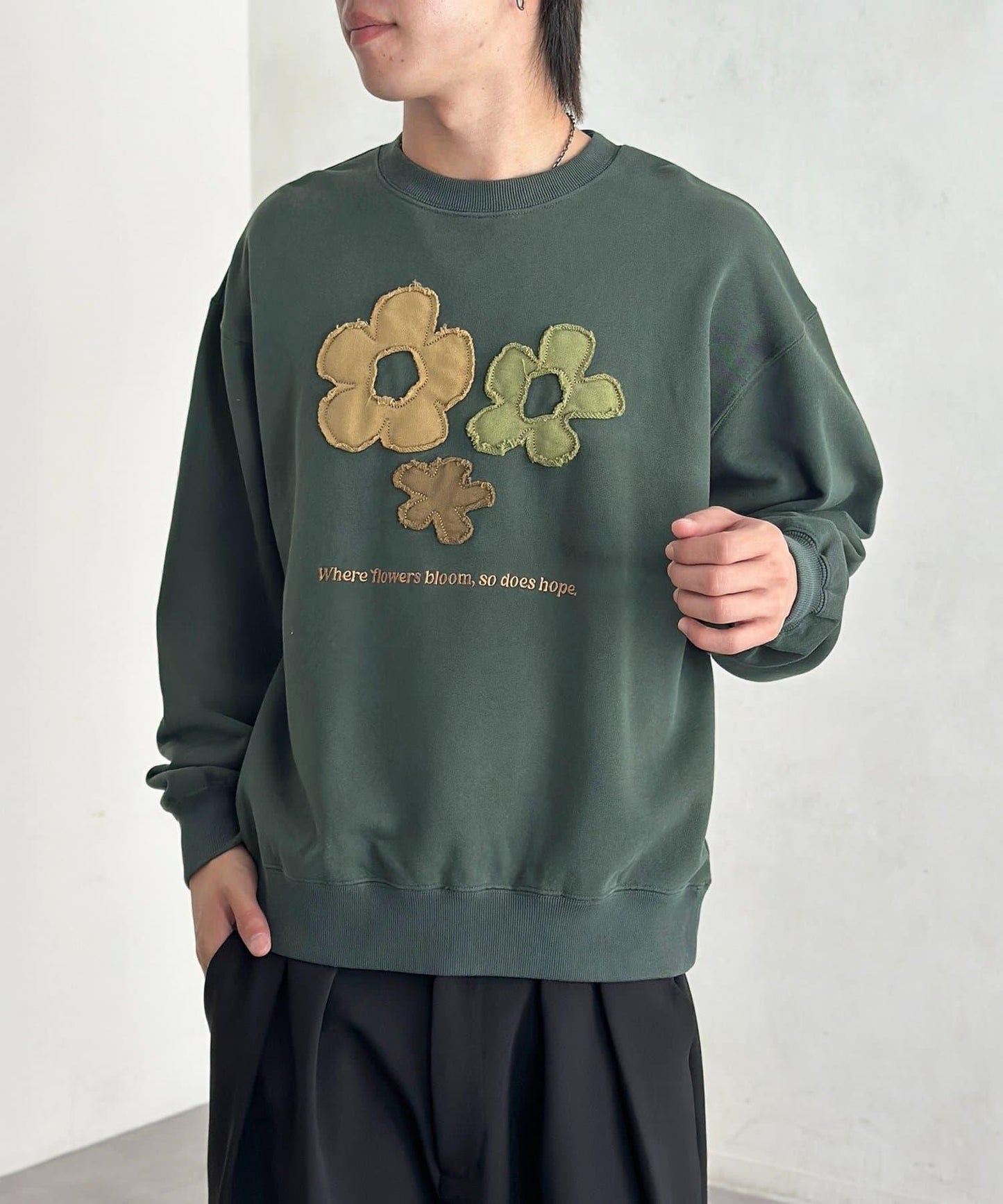 花卉拼接衛衣