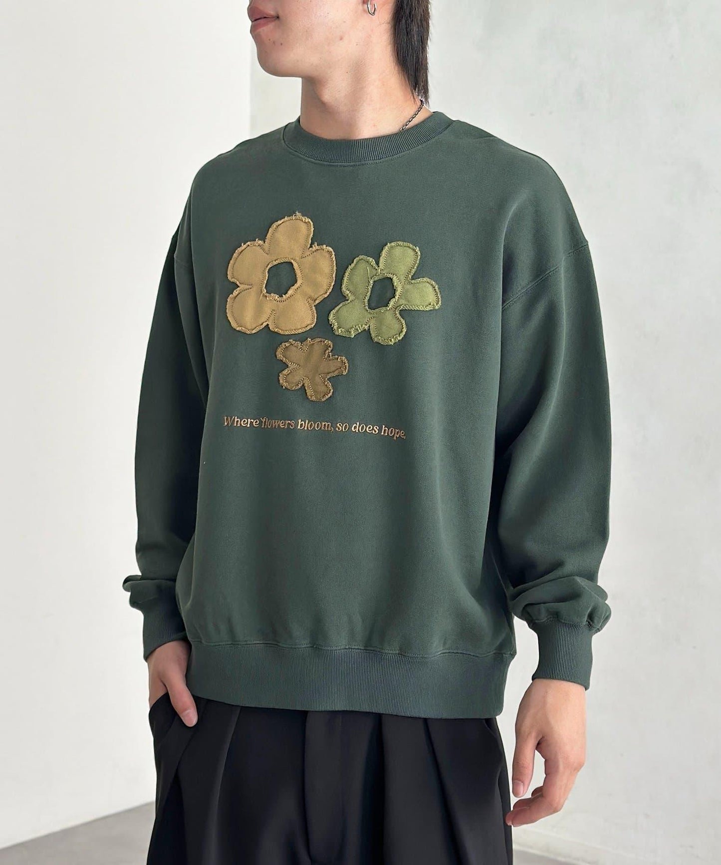 花卉拼接衛衣