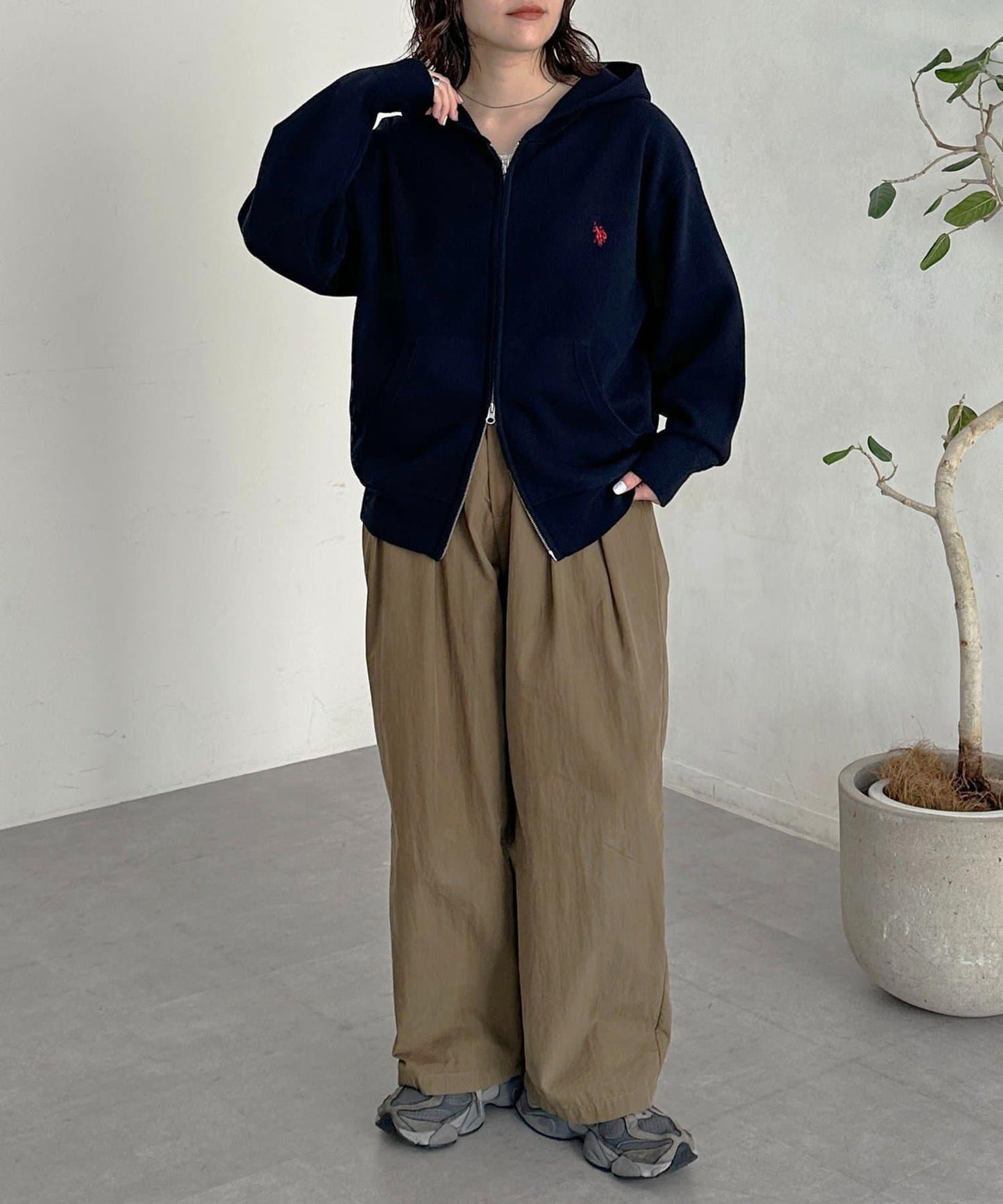 【U.S. POLO ASSN.】衛衣風針織拉鍊連帽衫