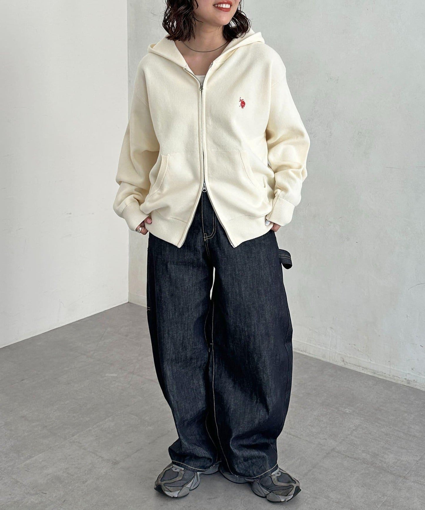 【U.S. POLO ASSN.】衛衣風針織拉鍊連帽衫