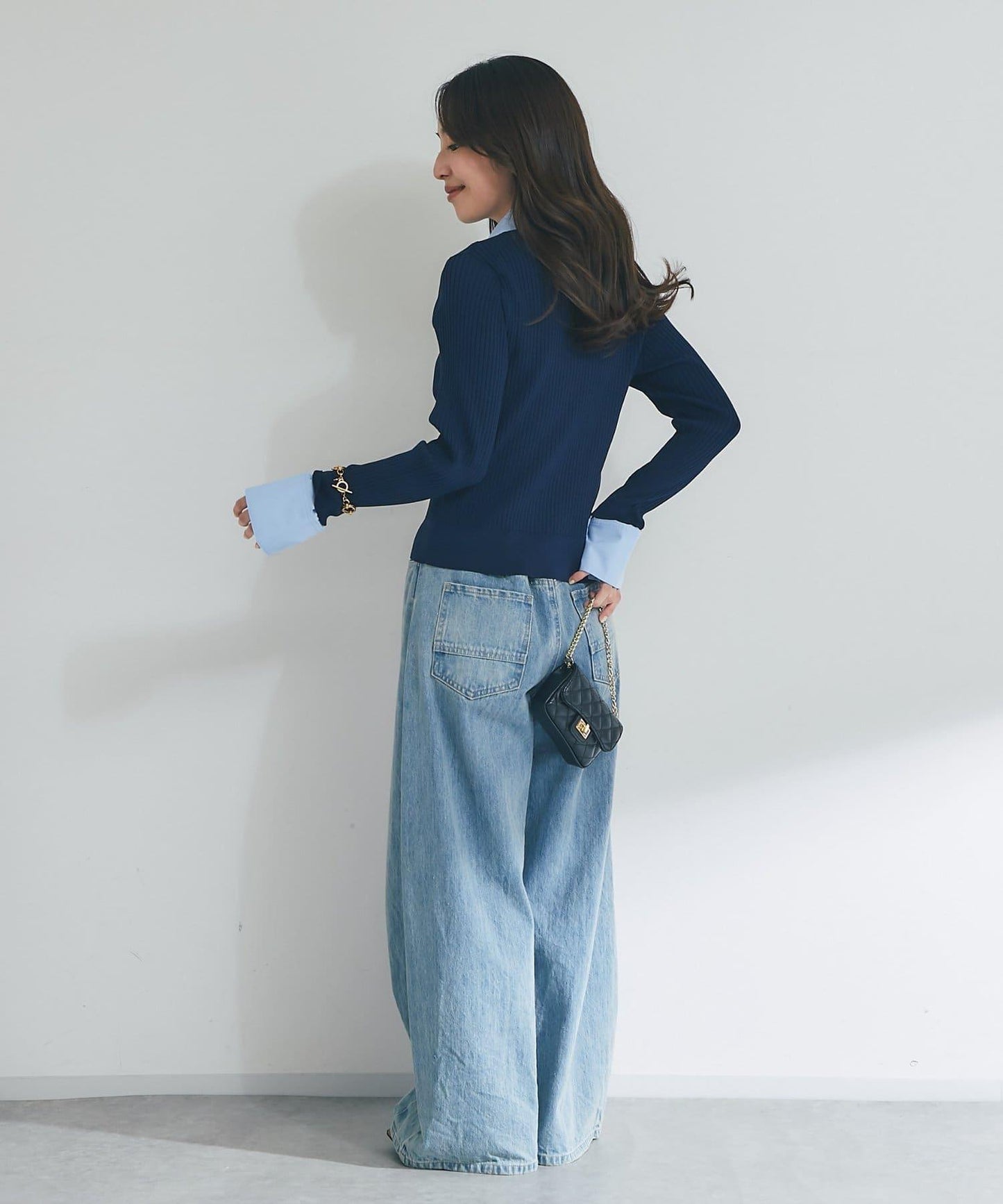 布帛拼接羅紋針織開衫