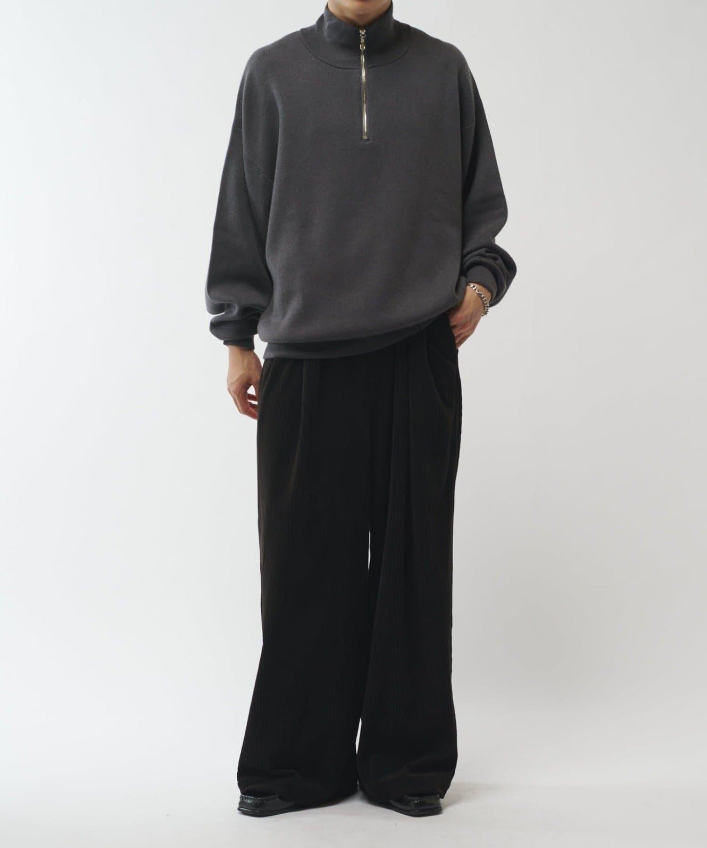 可水洗半拉鍊針織衫