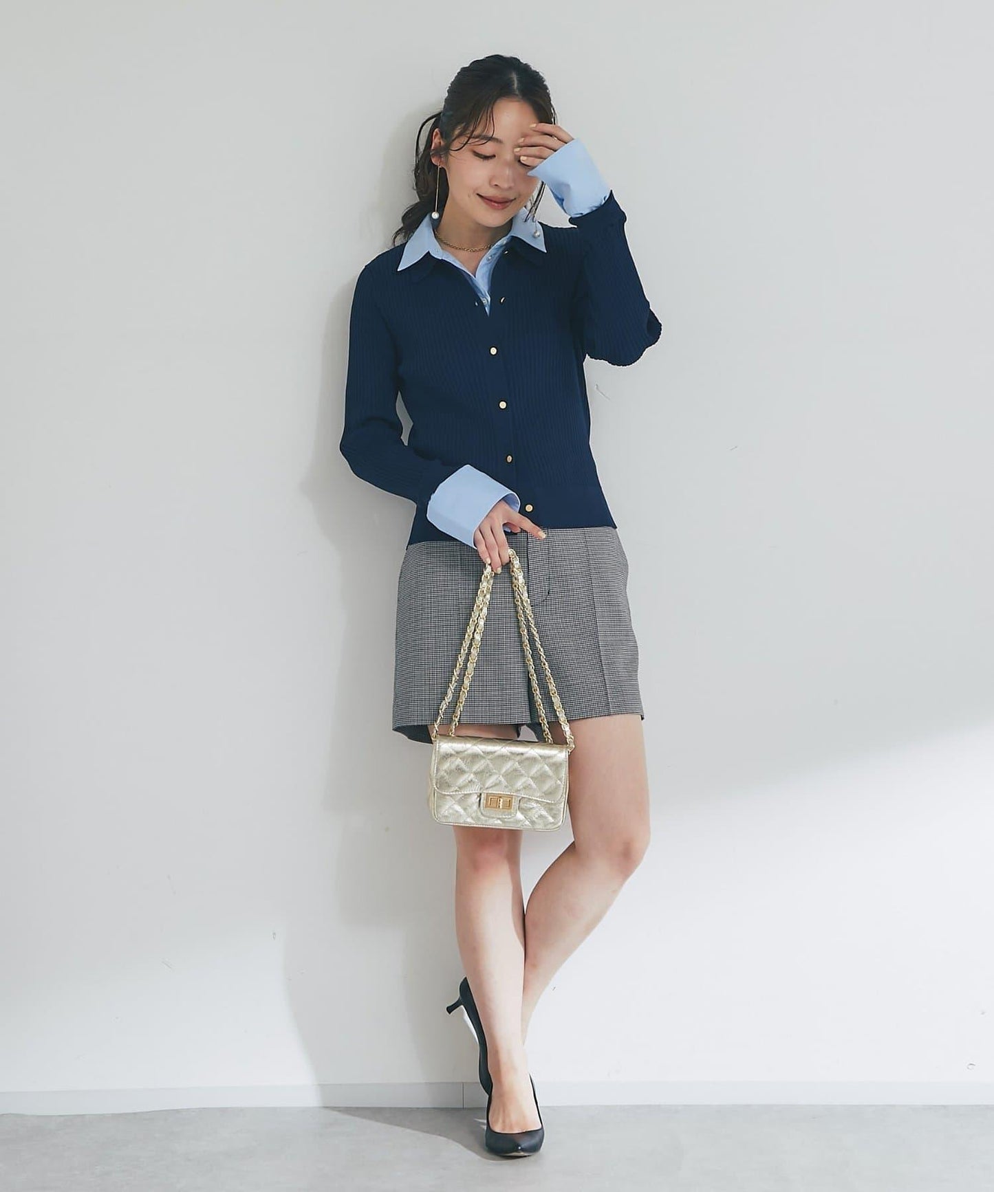 布帛拼接羅紋針織開衫