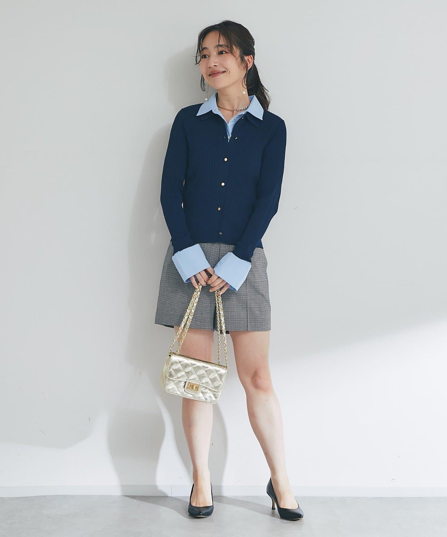 布帛拼接羅紋針織開衫