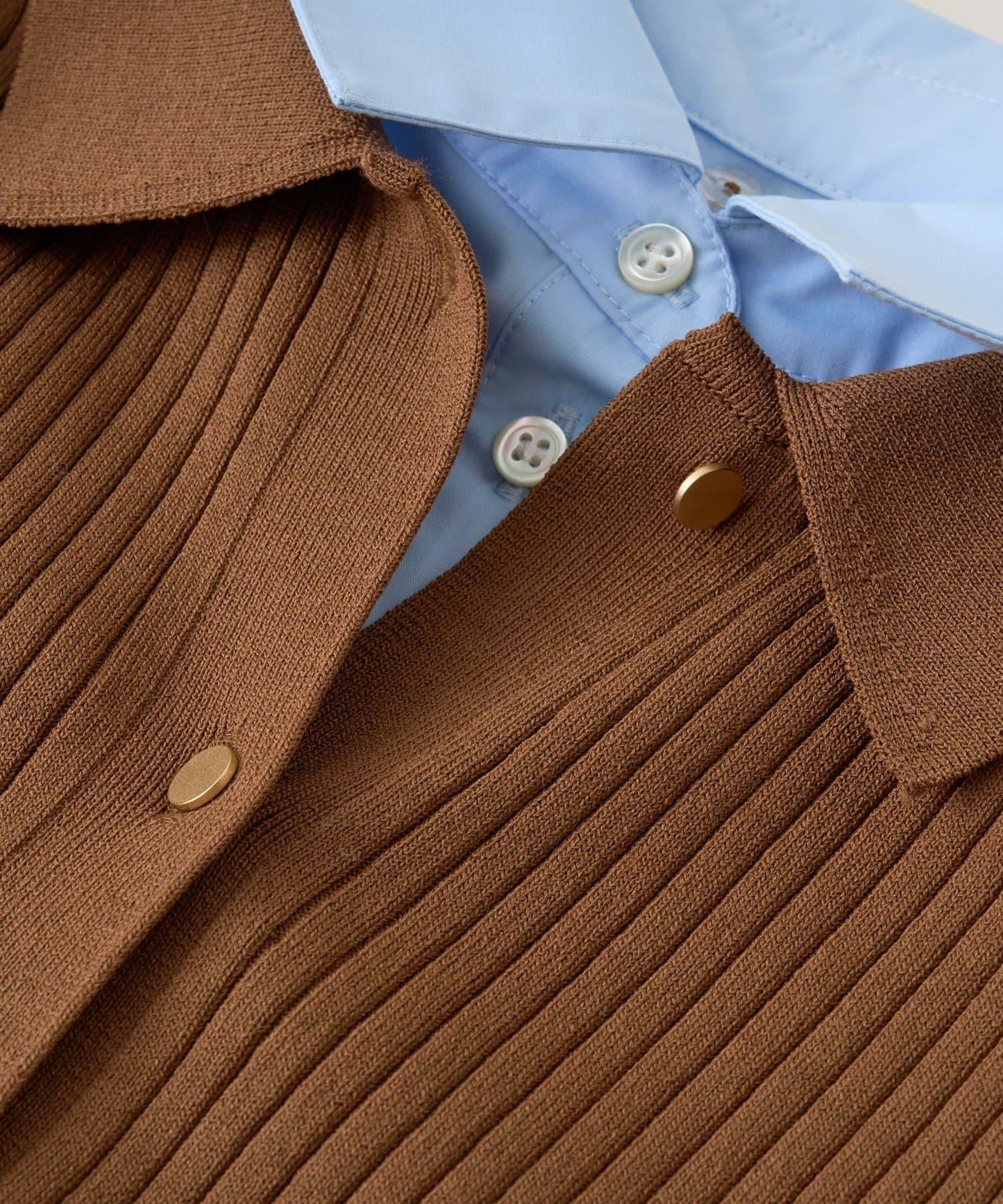 布帛拼接羅紋針織開衫