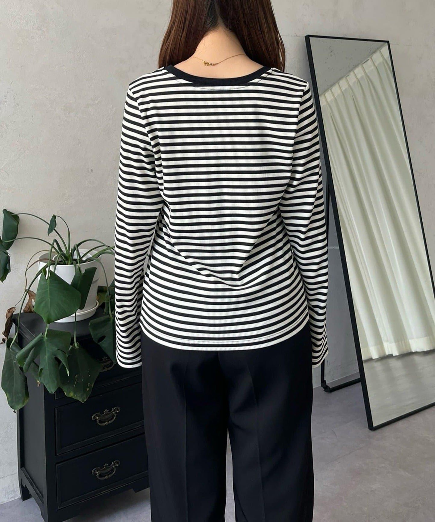 愛心刺繡條紋長袖T恤