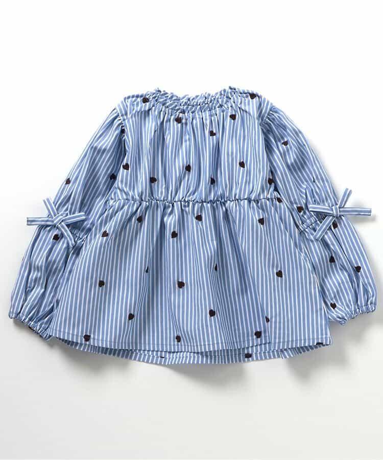 袖蝴蝶結愛心櫻桃刺繡長款上衣