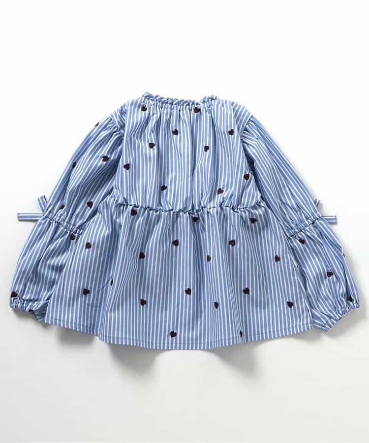 袖蝴蝶結愛心櫻桃刺繡長款上衣