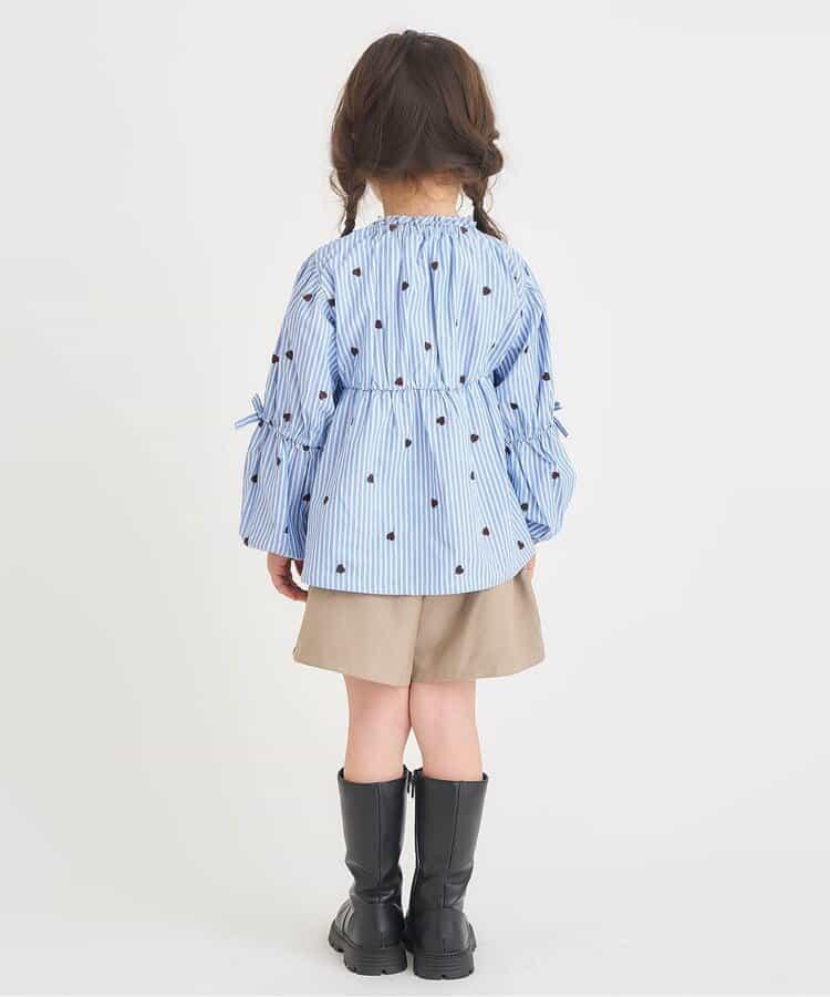 袖蝴蝶結愛心櫻桃刺繡長款上衣