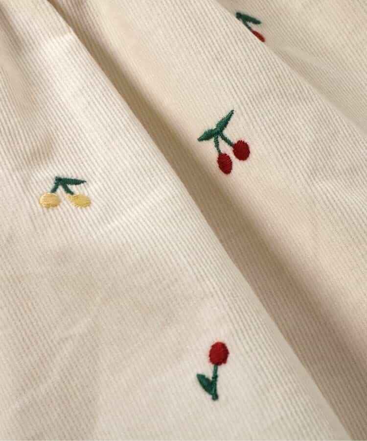 袖蝴蝶結愛心櫻桃刺繡長款上衣