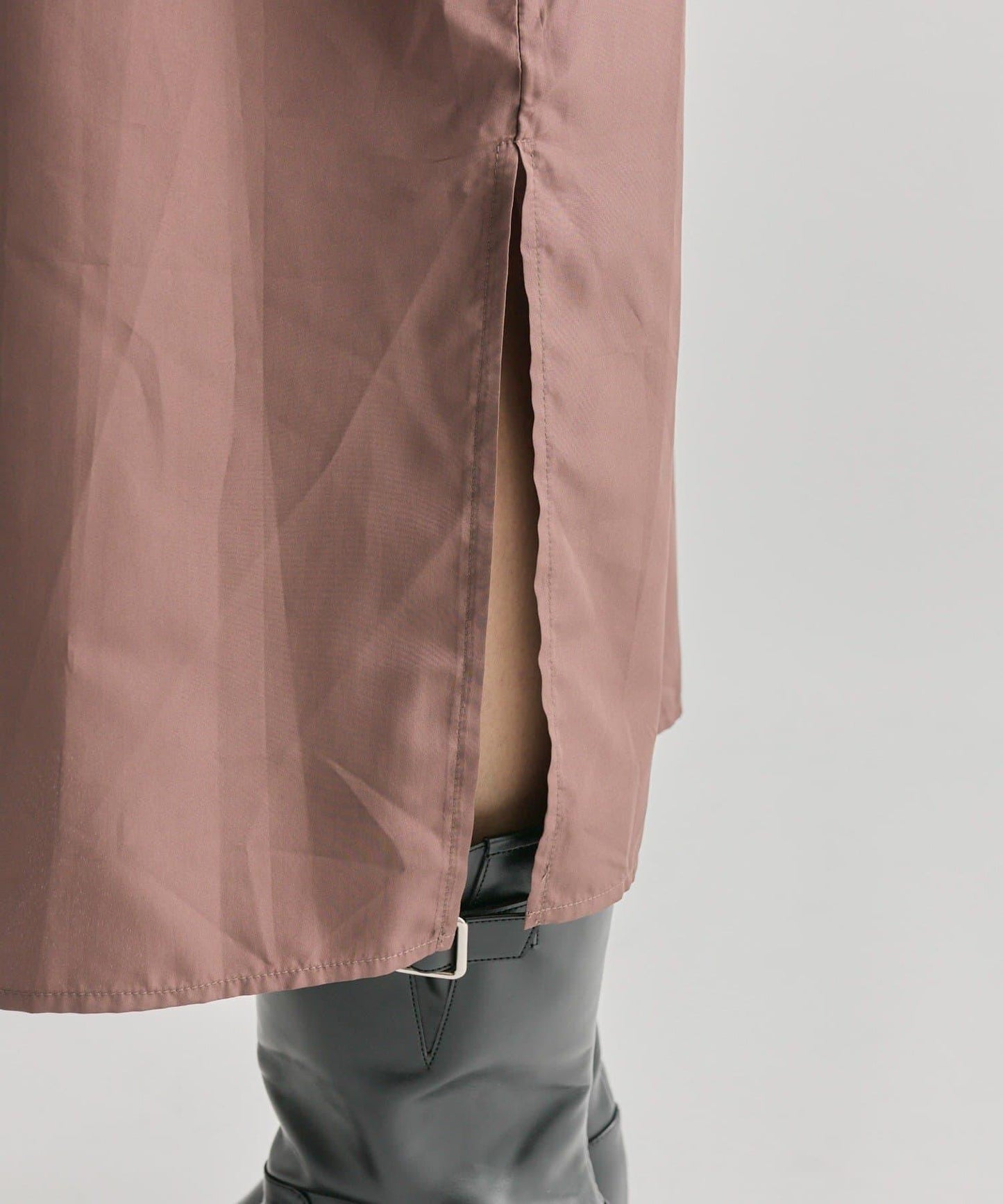 透視格紋吊帶連衣裙