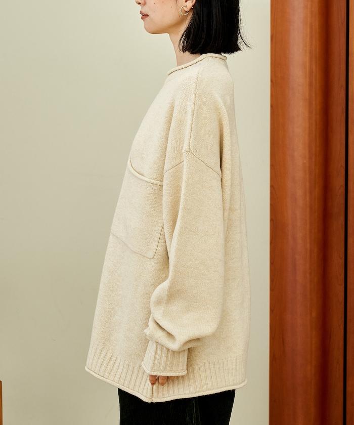 帶口袋針織套頭衫