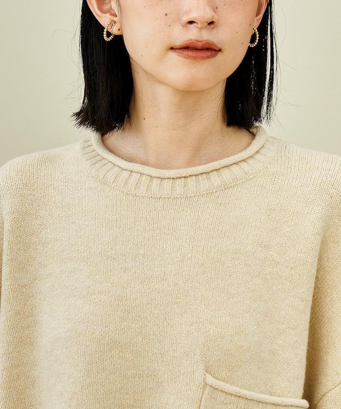 帶口袋針織套頭衫