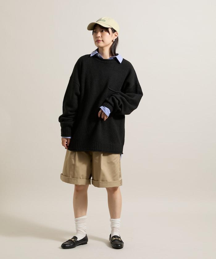 帶口袋針織套頭衫