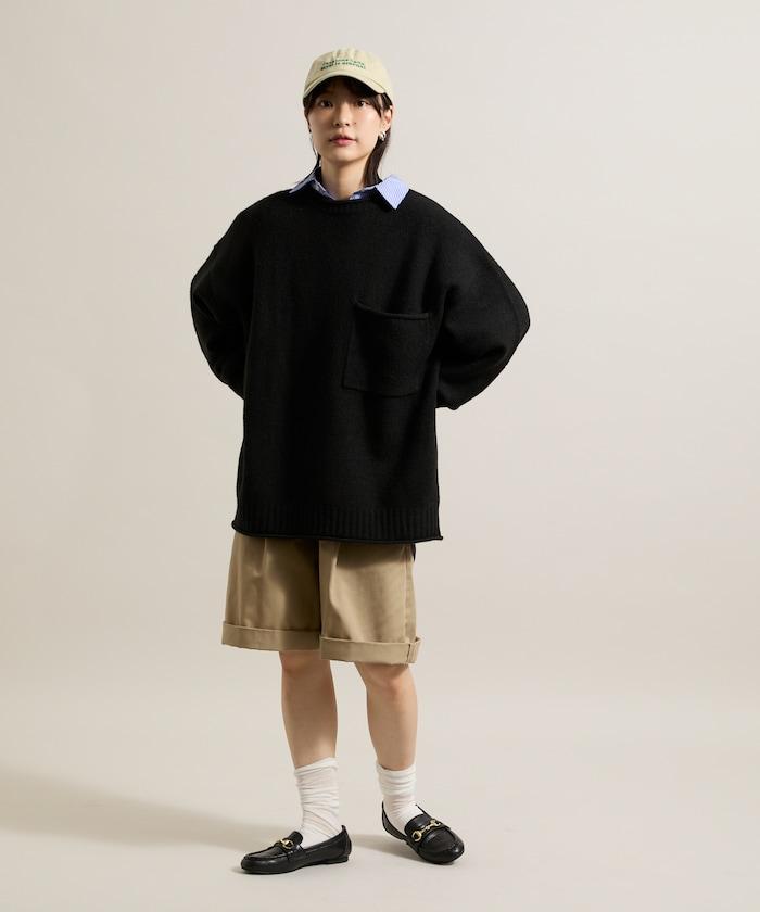 帶口袋針織套頭衫