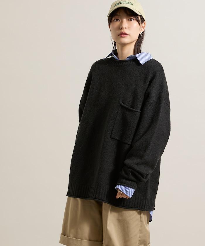 帶口袋針織套頭衫