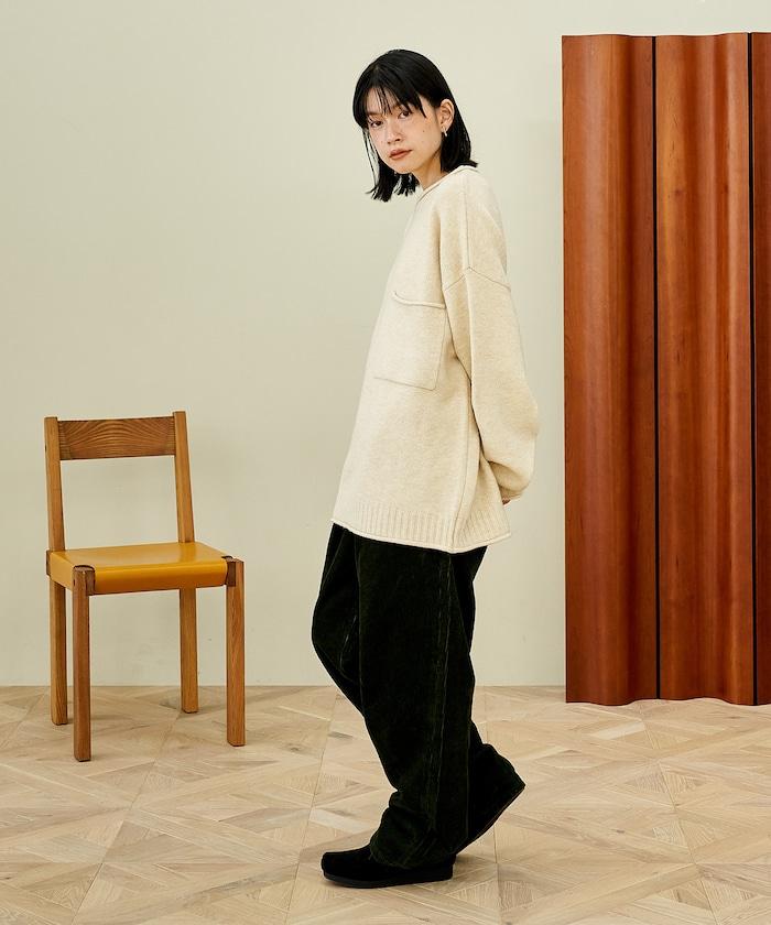 帶口袋針織套頭衫
