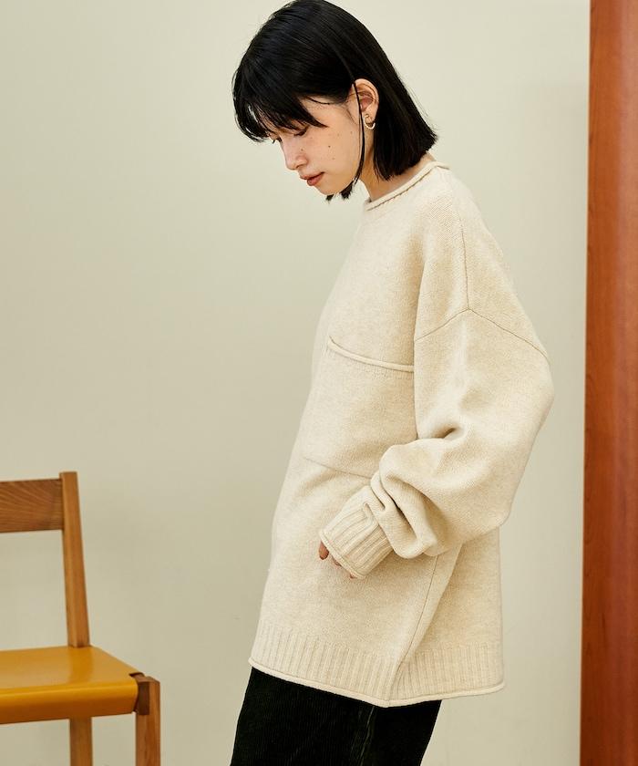 帶口袋針織套頭衫