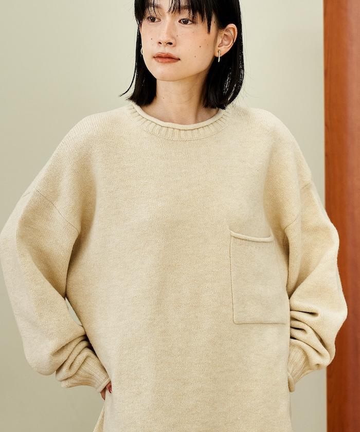 帶口袋針織套頭衫