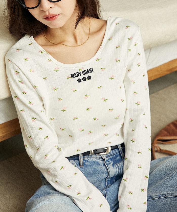 單點刺繡 2WAY 羅紋長袖T恤