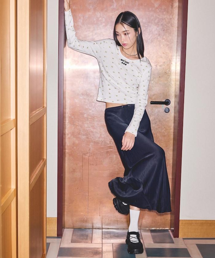 單點刺繡 2WAY 羅紋長袖T恤