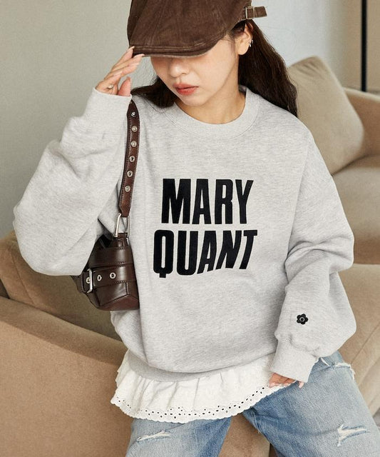 下襬蕾絲植絨印花加絨衛衣